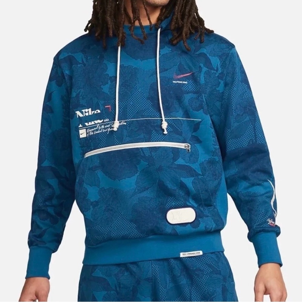 Nike Men's Floral Blue Hoodie